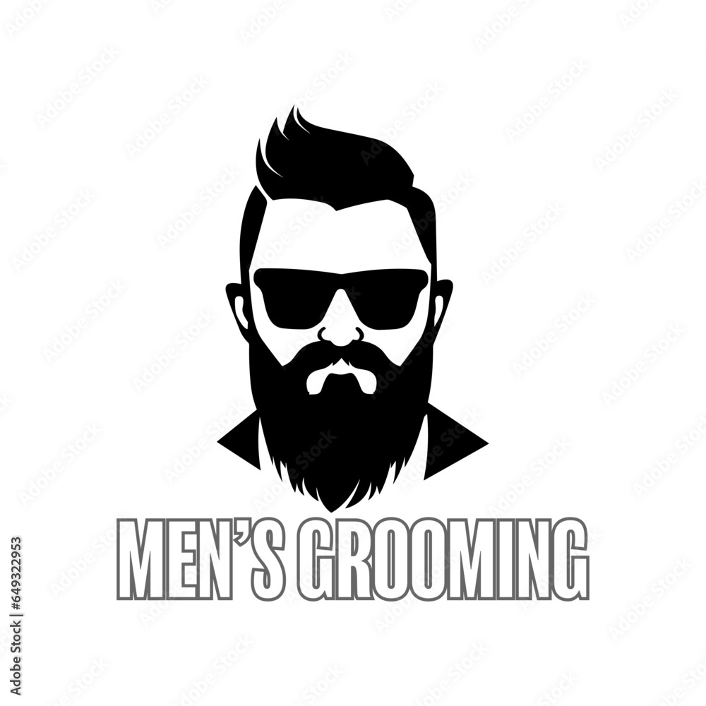 Vintage Style of Barbershop Logo Template with Handsome Man Silhouette. SVG Vector