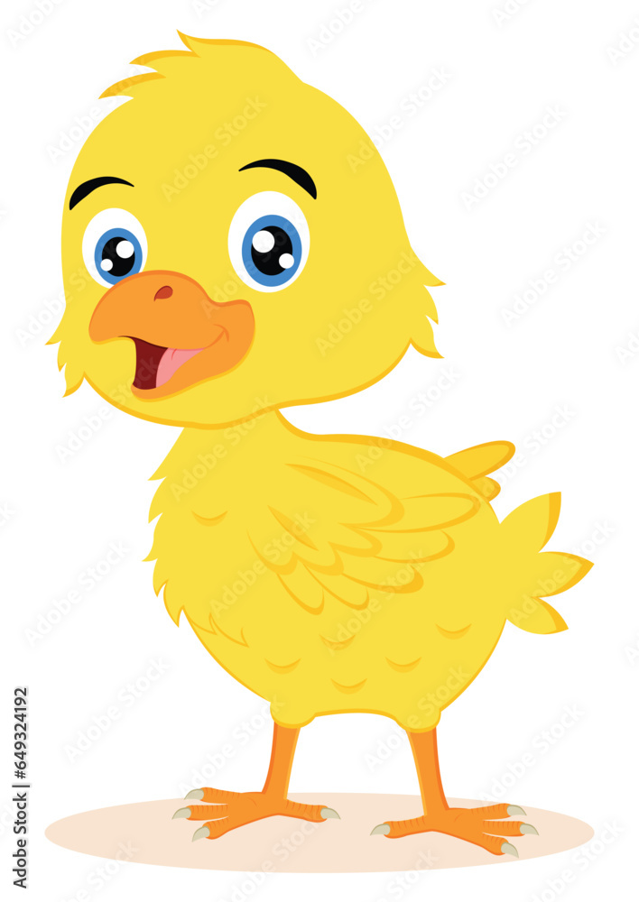 Cute baby chicken cartoon character vector illustration on white background