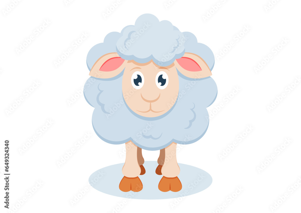 Sheep Cartoon Character Vector Flat Design Isolated on White Background Sheep Cartoon Character Vector Flat Design Isolated on White Background