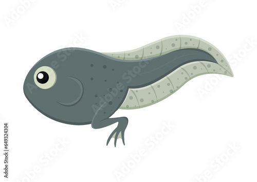 Tadpole Cartoon Character Vector Illustration Isolated on White Background