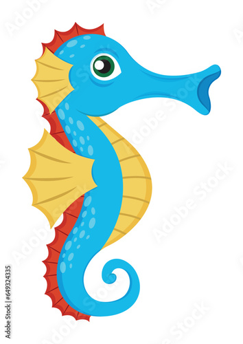 Seahorse cartoon character vector isolated on white background