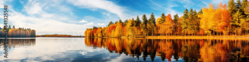 Beautiful autumn landscape. autumn forest lake.