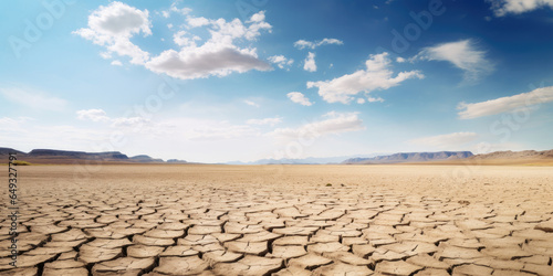 Desert landscape with sky. Drought