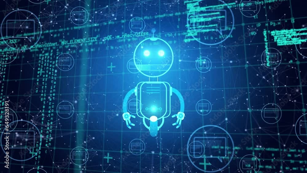 Animation of ai chatbot icon and data processing