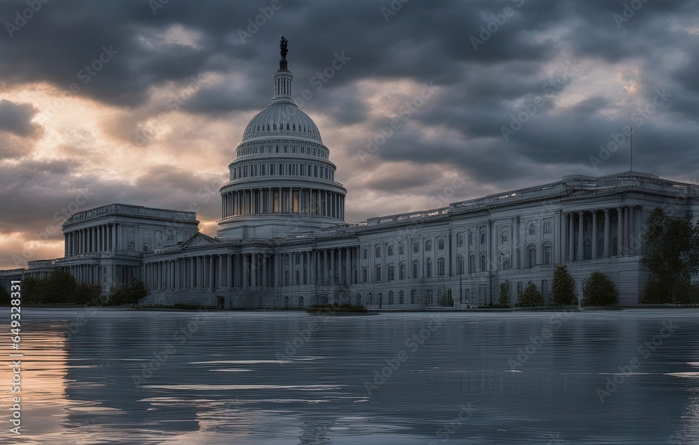 us capitol building - illustration Created with Generative AI Technology