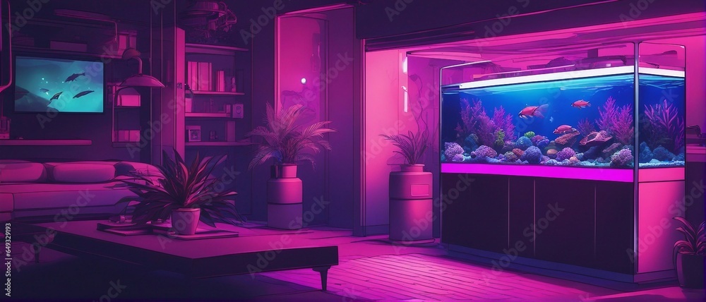 Neon punk fish tank