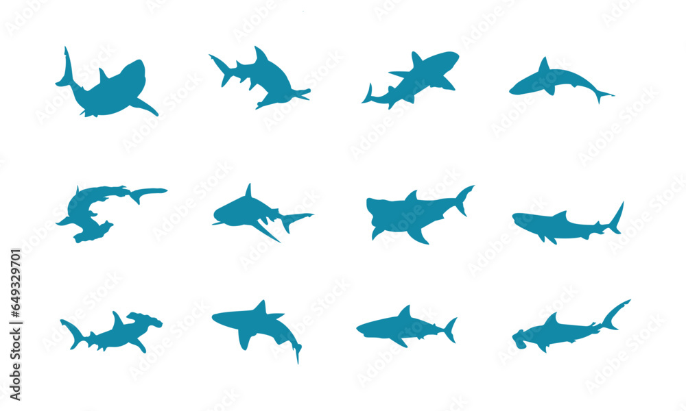set of shark logo vector icon set of shark logo vector icon