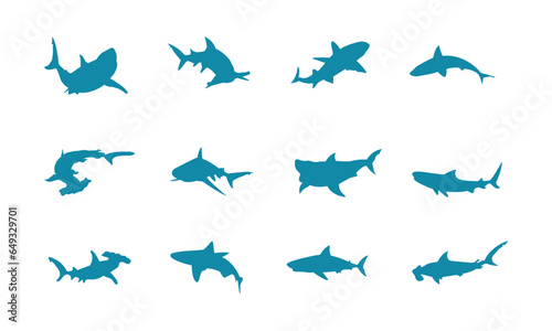 set of shark logo vector icon