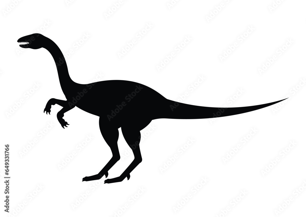 Elaphrosaurus Dinosaur Silhouette Vector Isolated on White Background