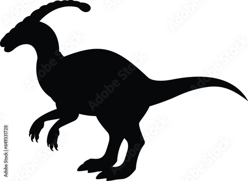 Parasaurolophus Dinosaur Silhouette Vector Isolated on White Background