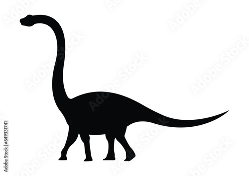 Omeisaurus Dinosaur Silhouette Vector Isolated on White Background