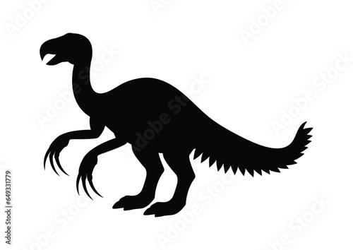 Therizinosaurus Dinosaur Silhouette Vector Isolated on White Background
