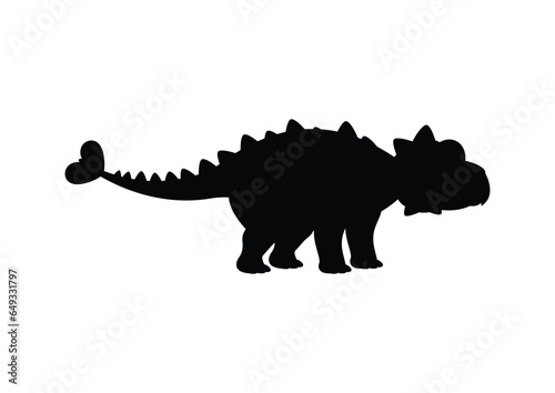 Ankylosaurus Dinosaur Silhouette Vector Isolated on White Background