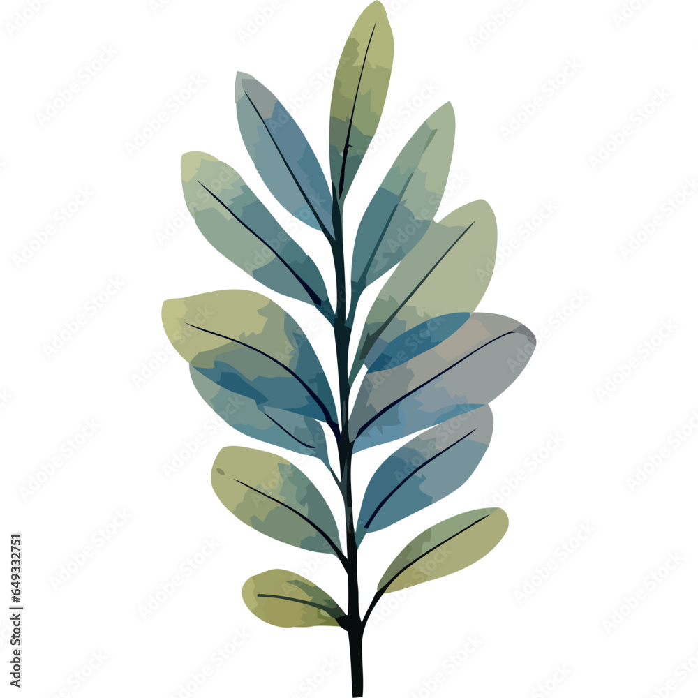 Obraz premium garden branch with leaves watercolor