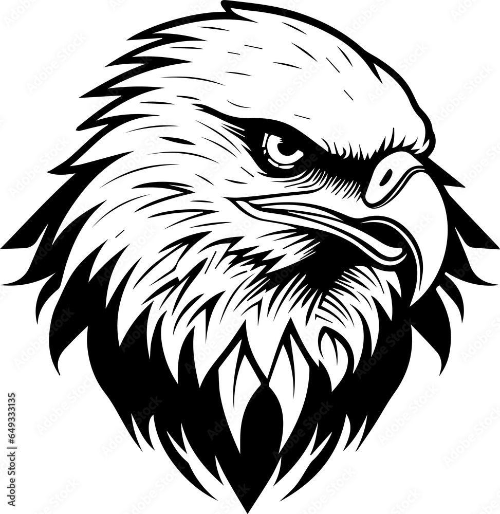 Eagle, hawk, falcon emblem with spread wings, heraldic symbol, bird, predator, wild animal, design,	

