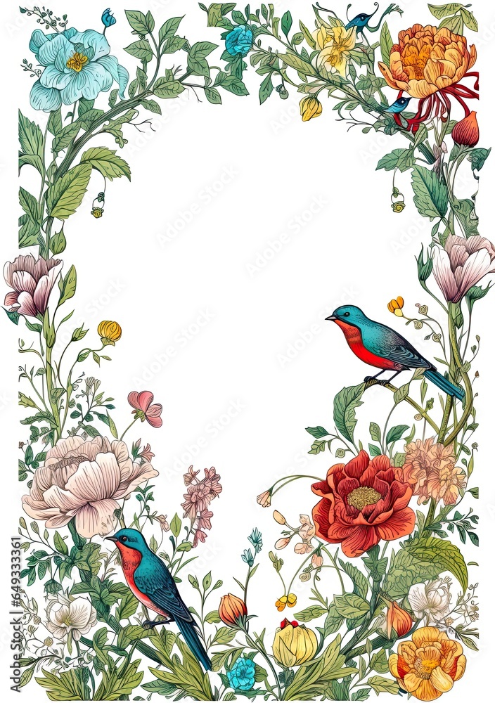 flowers and bird card, poster design