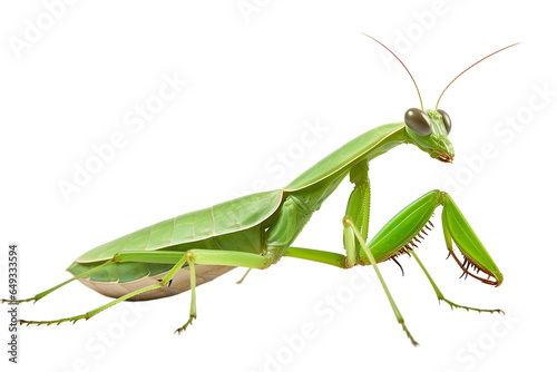 Leaf insect Praying Mantis Isolated on Transparent Background. Generative Ai.