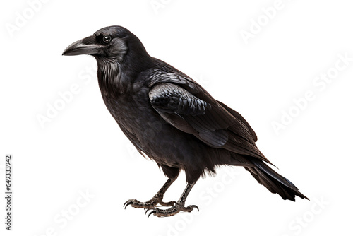 Raven in Mysterious Pose Isolated on Transparent Background. Generative Ai © Artimas 