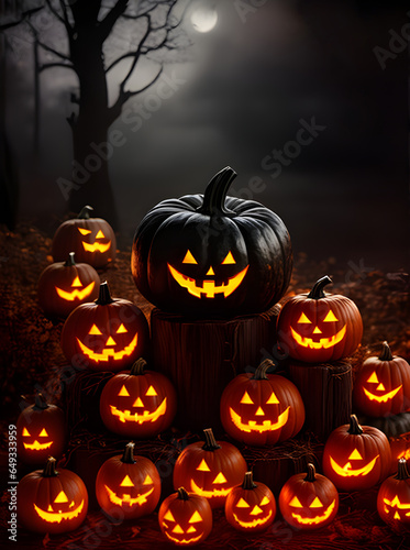Cinematic UHD K dark Halloween pumpkin.