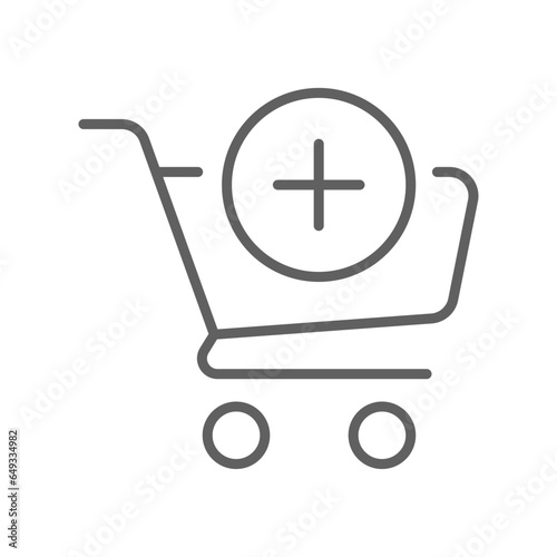 Add cart line icon. Supermarket trolley symbol for E-Commerce. Shopping Cart. Retail market sale item. Trolley Cart. Editable stroke Vector Vector illustration design