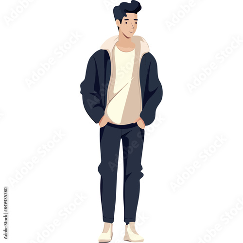 young man wearing winter clothes character