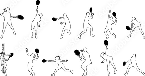 set of badminton player vector file