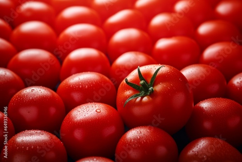 tomatoes are scattered around in front of a background of red light, a group of red tomatoes © vasyan_23