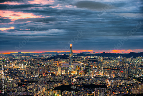 Obraz na płótnie City at night, Seoul, South Korea. w salonie