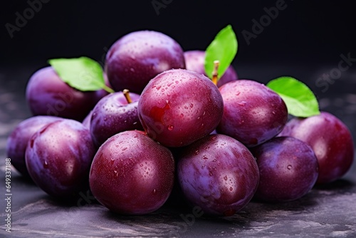 the bunch of plums on black background, plum health benefits photo