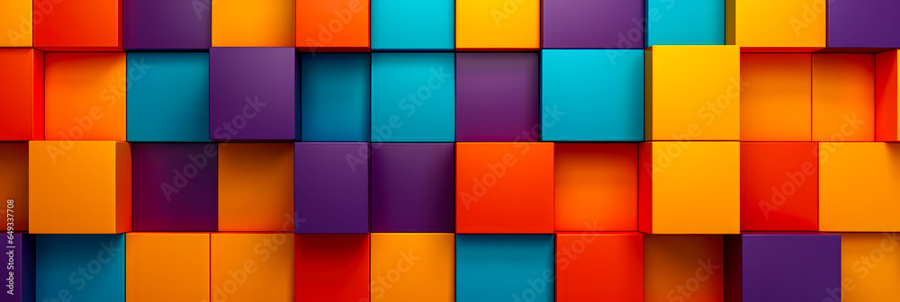 Abstrakte helle geometrische Pastellfarben 3D Quadraten und Rechtecken Hintergrund, Banner, Panorama. Generiert mit KI