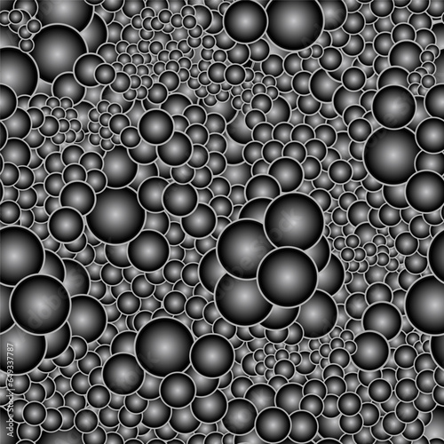 Seamless pattern with voluminous black and white balls.