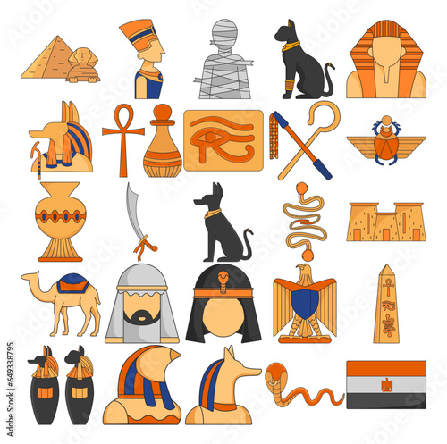 Ancient Egypt Culture Icons Set