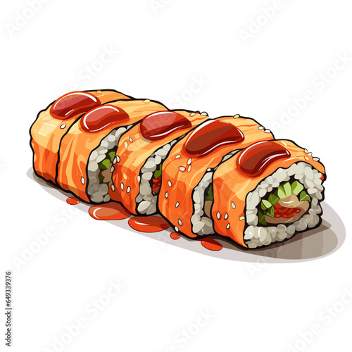 Sushi rolls on white backgrond