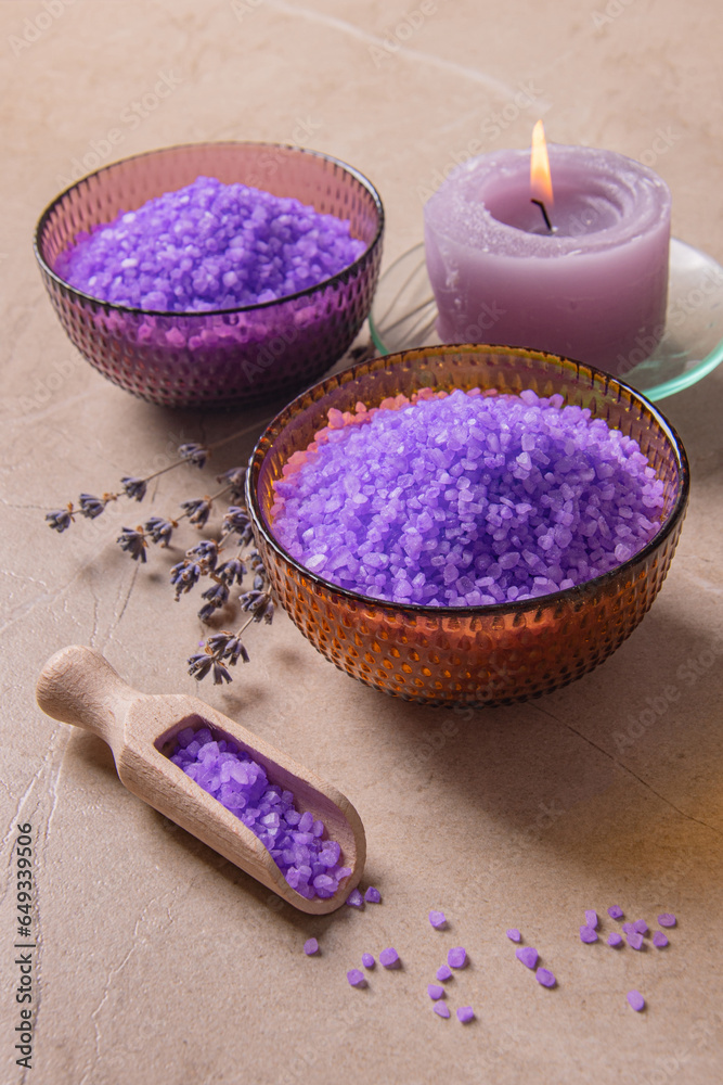Lavender power and aromatic candle for the bathroom Lavender power and aromatic candle for the bathroom