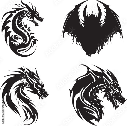 Dragon head tattoo design, Dragon logo concept