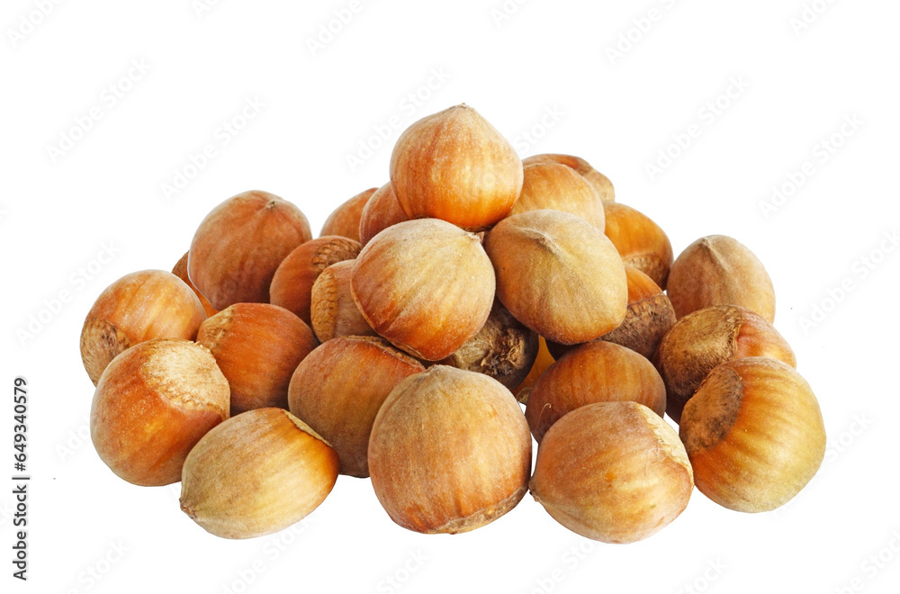 Heap of Hazelnuts isolated on white background Heap of Hazelnuts isolated on white background