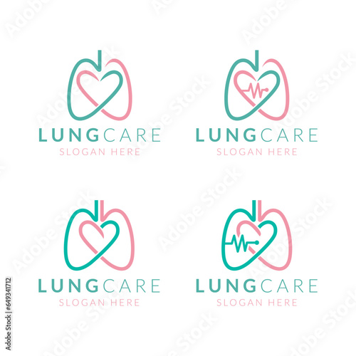 set lung health logo design vector illustration