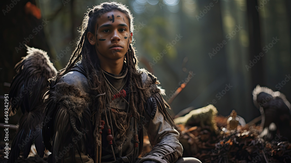 a native sits in the jungle a native sits in the jungle