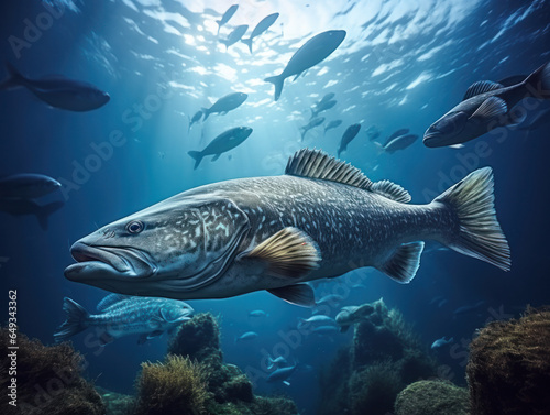 Cod in its Natural Habitat, Wildlife Photography, Generative AI