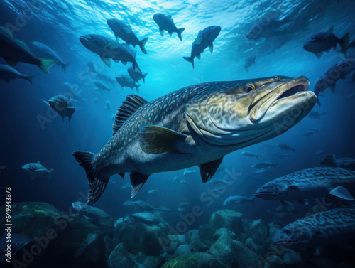 Cod in its Natural Habitat, Wildlife Photography, Generative AI