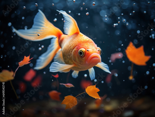 Goldfish in its Natural Habitat, Wildlife Photography, Generative AI © Vig