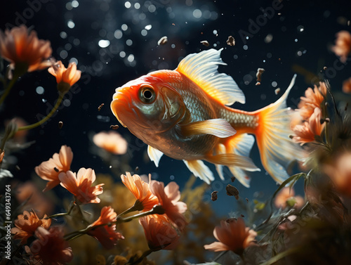 Goldfish in its Natural Habitat, Wildlife Photography, Generative AI