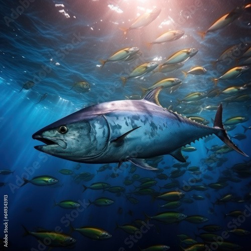 Tuna in its Natural Habitat, Wildlife Photography, Generative AI