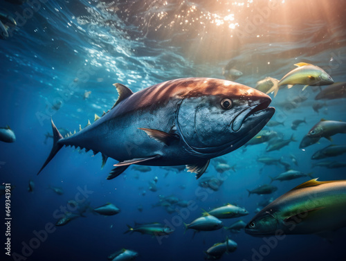 Tuna in its Natural Habitat, Wildlife Photography, Generative AI