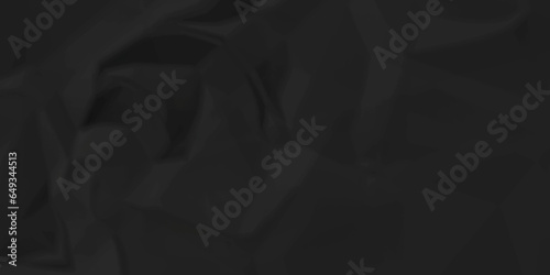 Dark crumple black paper wrinkled poster template ,blank glued creased paper texture background. black paper crumled backdrop background. used for cardboard and clarkboard.