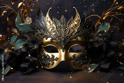 Elegant masks for New Year's Eve, sophisticated, shiny and a luxurious atmosphere