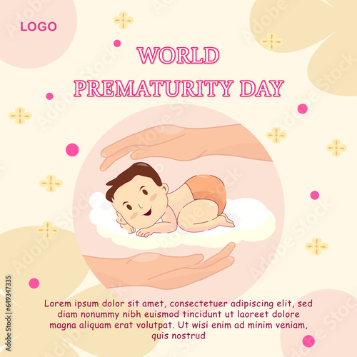 Social media template World Prematurity day and health care pregnancy aware breast cancer month