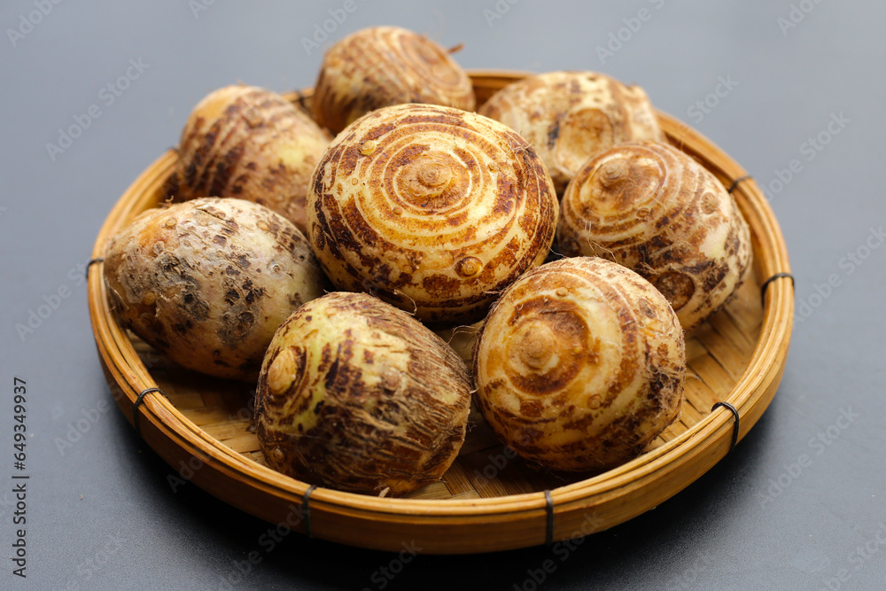 Satoimo, taro roots or japanese sweet taro Satoimo, taro roots or japanese sweet taro