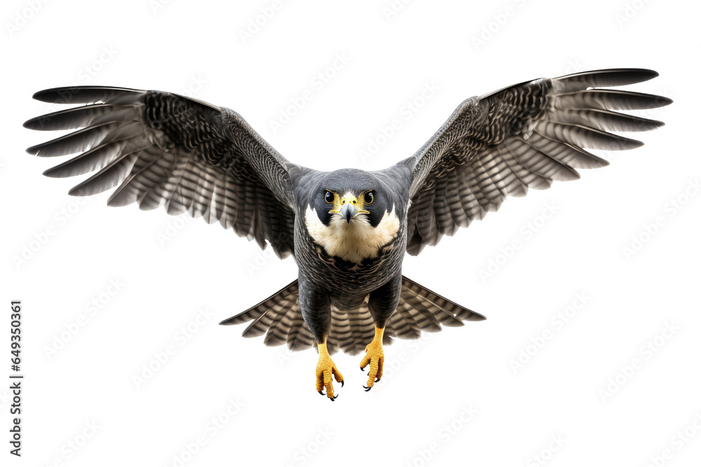 Obraz premium Portrait of brown Hawk or Falcon isolated on transparent background, raptors animal wildlife and habitat concept, Environmental Conservation