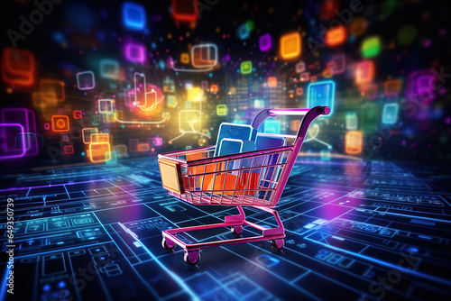 Cyber ​​Monday a virtual shopping day with digital elements and gift boxes